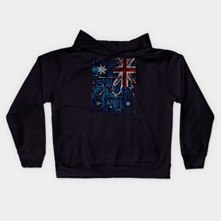 Grunge Aussie flag and Dingo Kids Hoodie